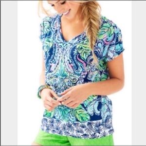 Lilly Pulitzer Hartwell Boxy Linen Top Xxs/ xs